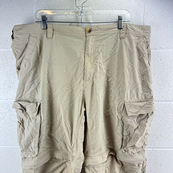 REI Cargo Pants Men Beige Switchback Army Hiking Convertible Paratrooper Sz XXL - Picture 2 of 11